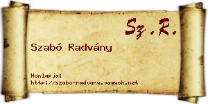 Szabó Radvány névjegykártya